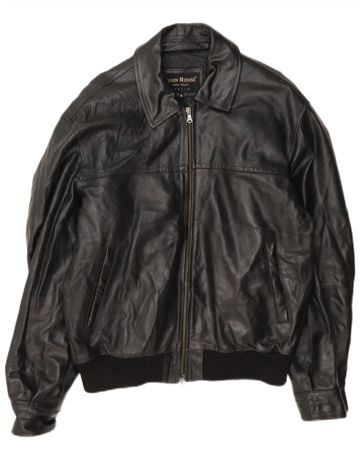 Giacca in pelle da uomo John Roose UK 38 media nera