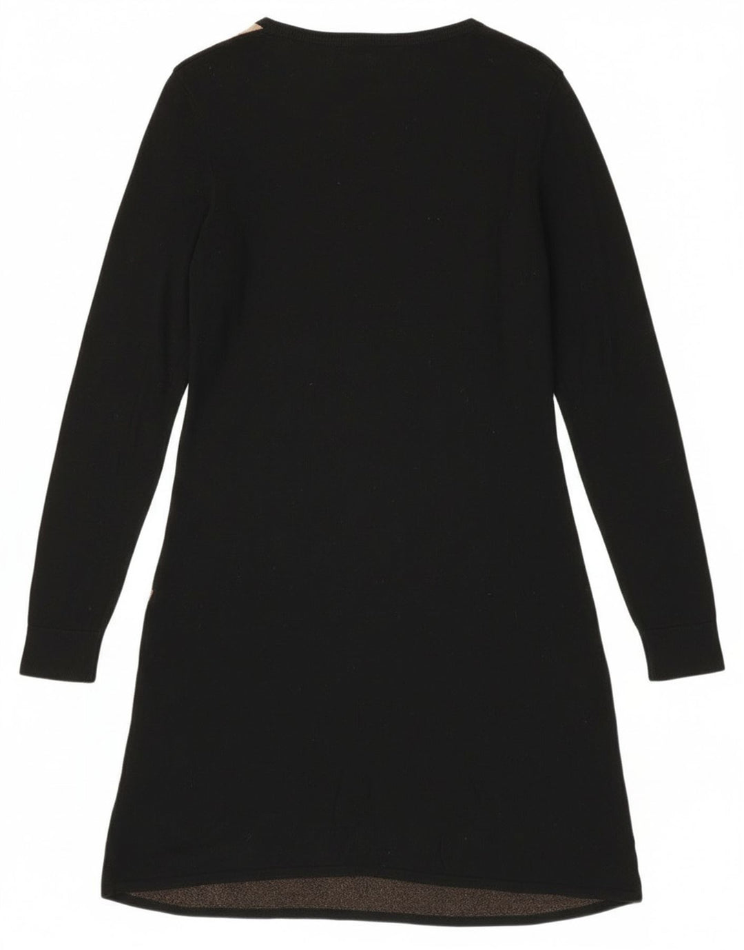 Mossimo Abito maglione a maniche lunghe da donna UK 14 Grande cotone geometrico nero