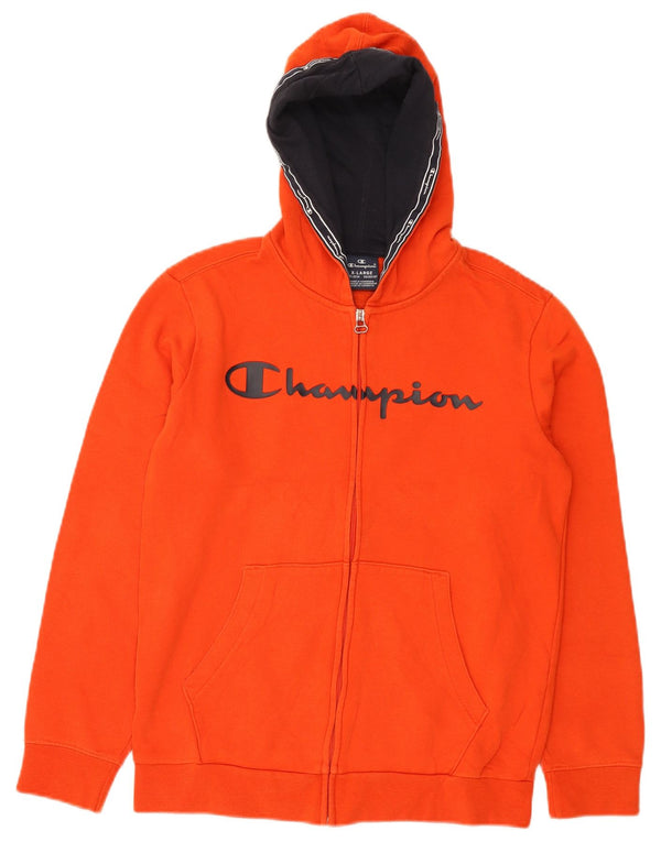 Maglione con cappuccio e zip grafica Champion per ragazzi 13-14 anni XL in cotone arancione