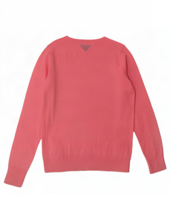 Maglione cardigan da donna Tommy Hilfiger UK 12 cotone rosa medio