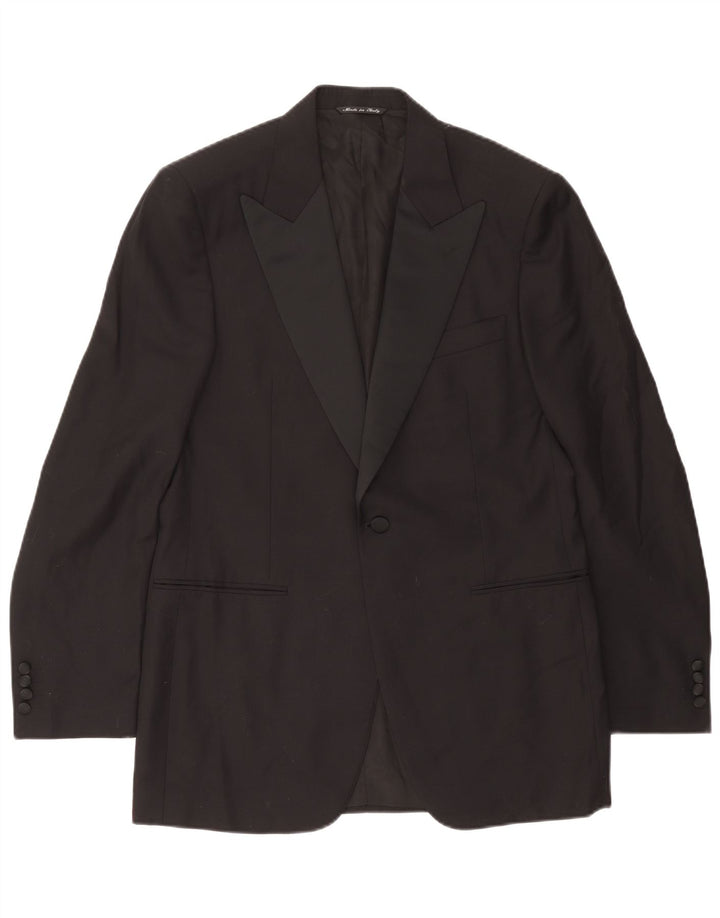 Giacca Blazer Canali da Uomo Lunga 1 Bottone IT 48 Media Nera in Lana Vergine