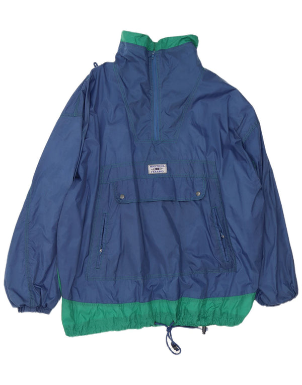 Marcel Clair Mens Loose Fit Rain Jacket UK 42 XL Navy Blue Colourblock