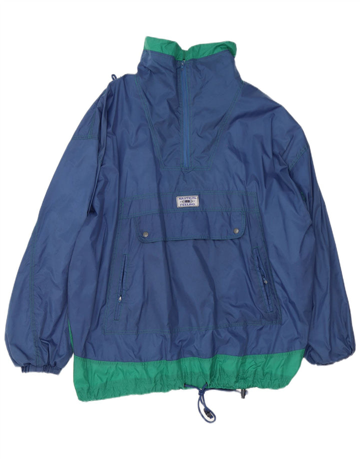 Giacca antipioggia da uomo vestibilità ampia Marcel Clair UK 42 XL Blu navy color block