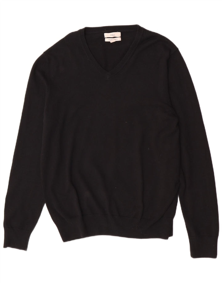 Maglione da uomo con scollo a V Marks & Spencer grande cotone nero