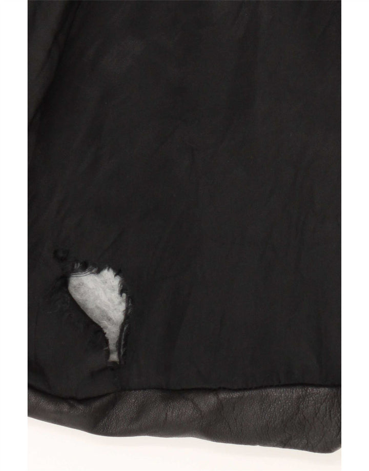 Cappotto in pelle da donna vintage IT 46 grande in pelle nera
