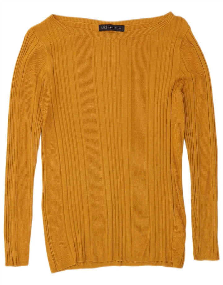 Maglione da donna Marks & Spencer con scollo a barca UK 12 Viscosa giallo medio