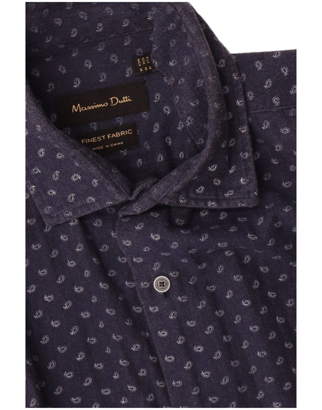 Camicia da uomo Massimo Dutti in cotone Paisley medio blu navy
