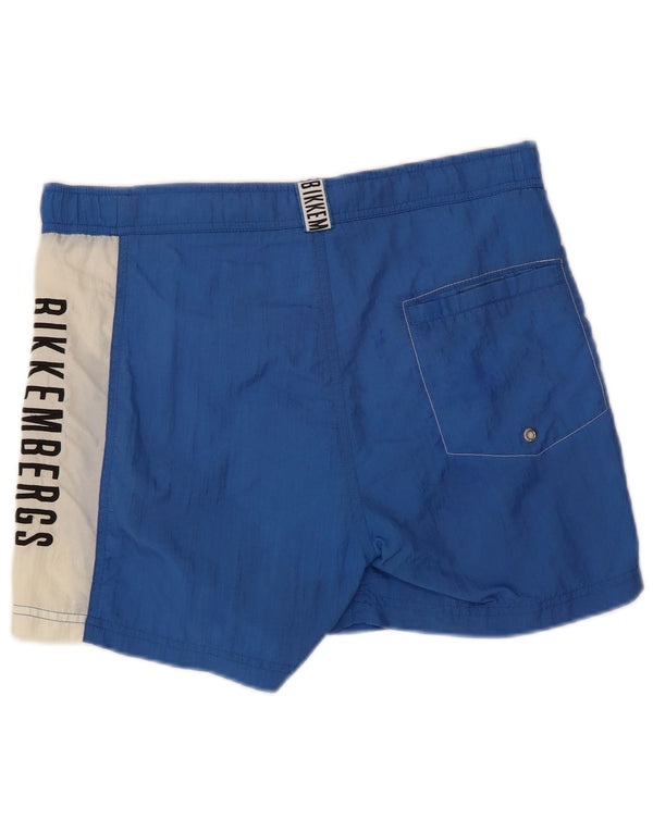 Pantaloncini da bagno grafici da uomo di Bikkembergs blu medio color block in poliammide