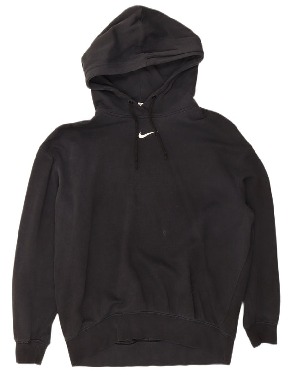 Felpa con cappuccio oversize da donna Nike UK 10 piccola in cotone nero