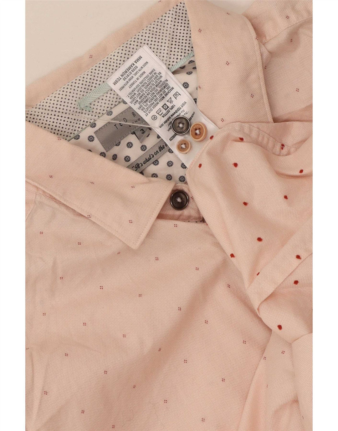 Camicia da uomo Ted Baker taglia 3 cotone maculato rosa medio