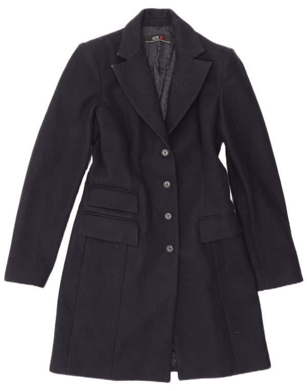Cappotto da donna Iceberg UK 10 piccolo in lana blu navy