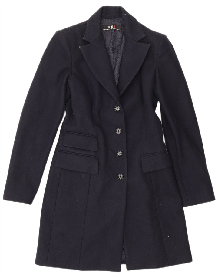 Cappotto da donna Iceberg UK 10 piccolo in lana blu navy