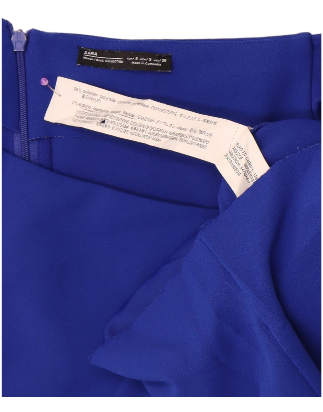 Vestito aderente monospalla da donna Zara UK 8 piccolo poliestere blu