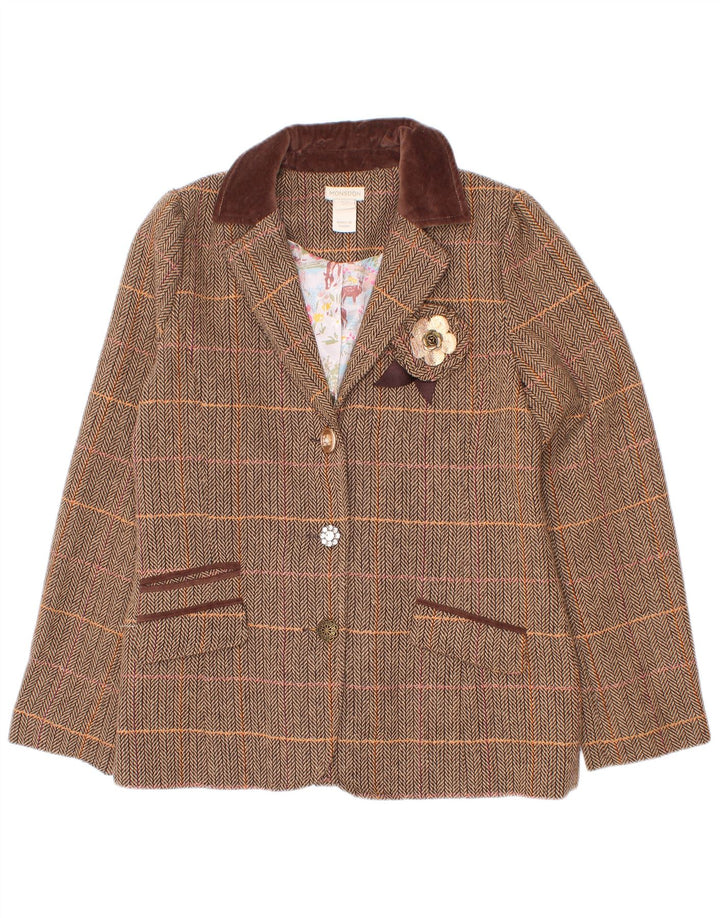 Giacca blazer a 3 bottoni per ragazze Monsoon 9-10 anni a quadri marrone