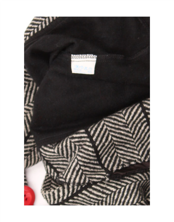 Giacca blazer a pipistrello corta da donna vintage US 1 XS lana a spina di pesce nera