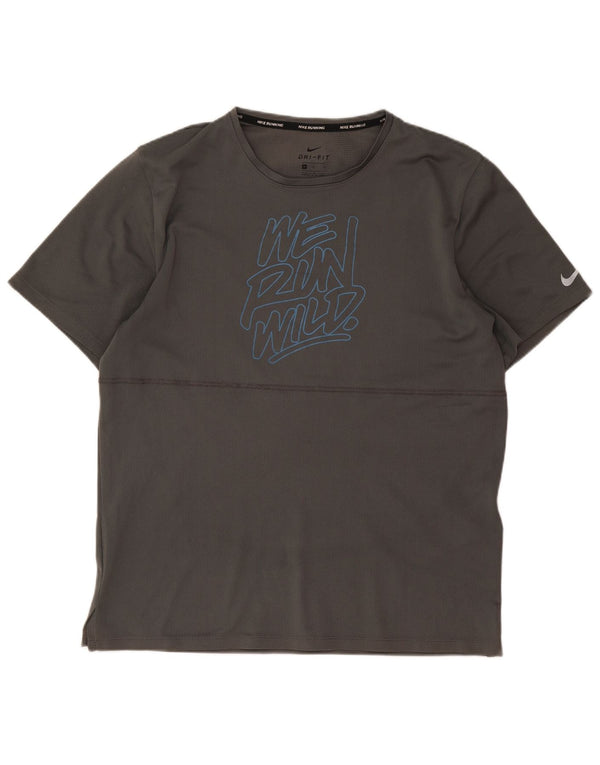 T-shirt grafica Nike Dri Fit da uomo in poliestere grigio medio