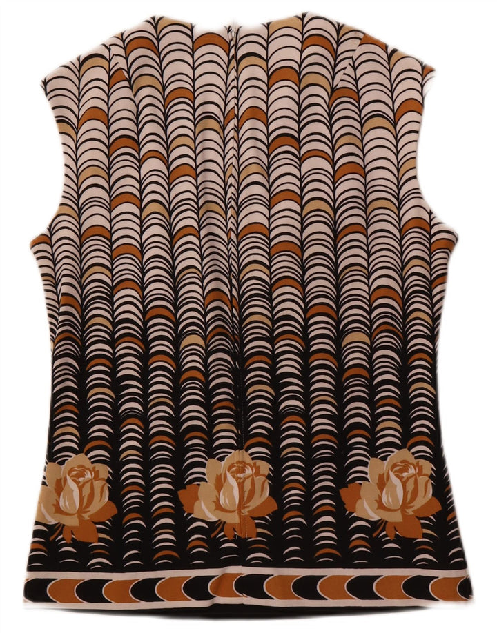 Camicetta senza maniche vintage da donna Top IT 40 Piccolo poliestere geometrico beige