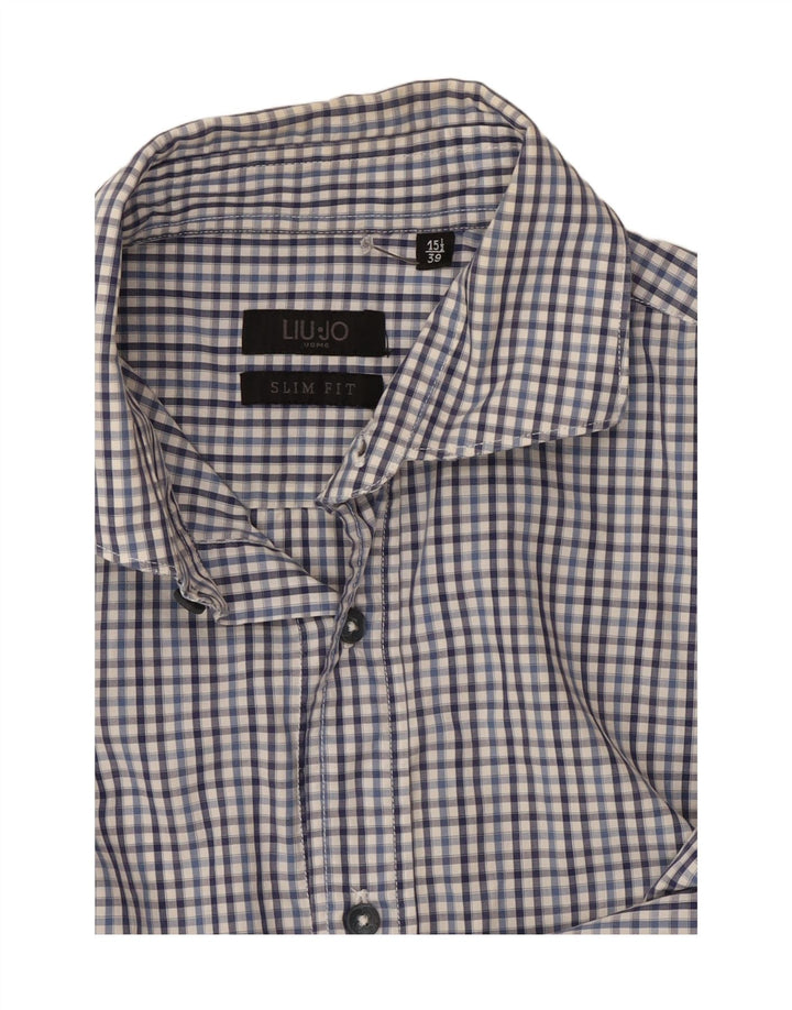 Camicia slim fit da uomo Liu Jo taglia 39 15 1/2 medio blu navy a quadri