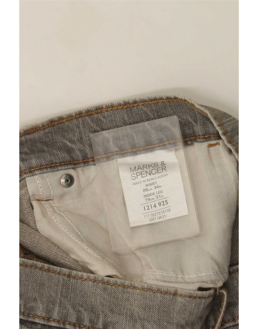 Jeans dritti da uomo Marks & Spencer W34 L31 cotone grigio