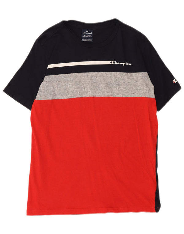 T-shirt grafica Champion da bambino, 13-14 anni, XL, in cotone color block nero