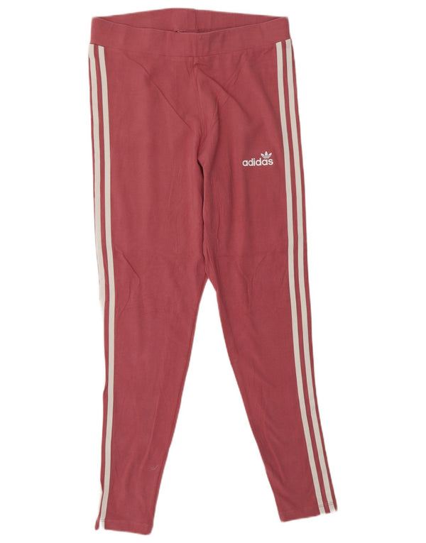 ADIDAS Womens Leggings UK 16 Large  Pink Cotton