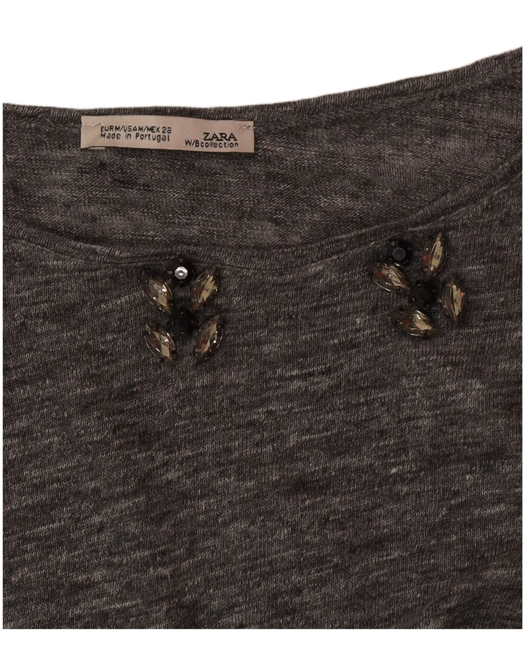 Top Zara da donna manica 3/4 UK 14 grigio medio screziato