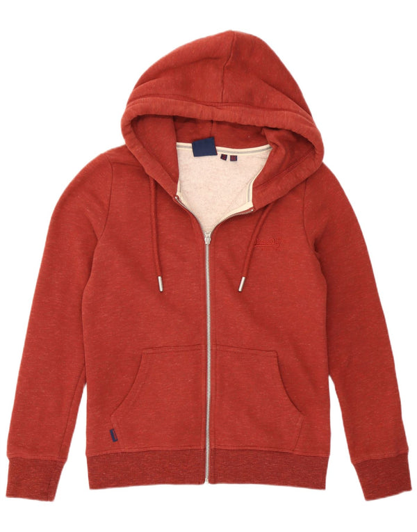 Maglione con cappuccio e zip da donna Superdry UK 10 piccolo cotone marrone