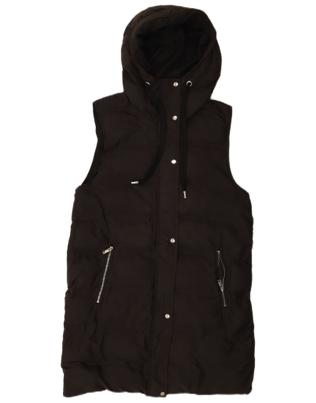 Gilet imbottito con cappuccio da donna Zara UK 10 piccolo poliestere nero