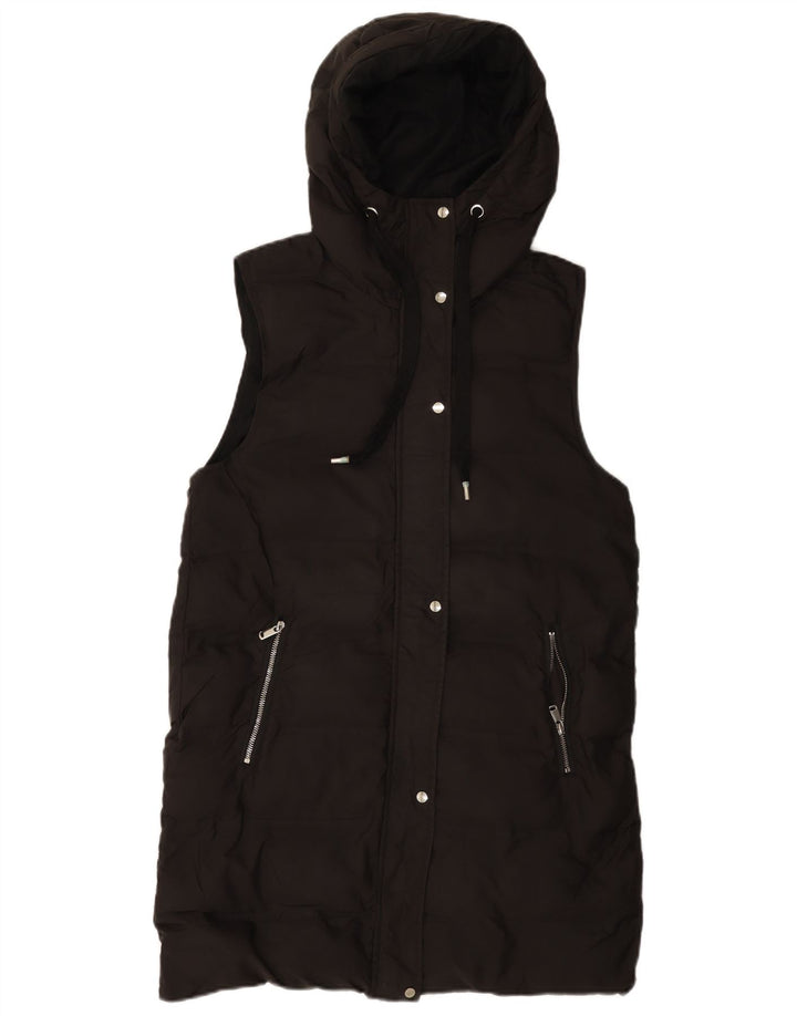 Gilet imbottito con cappuccio da donna Zara UK 10 piccolo poliestere nero