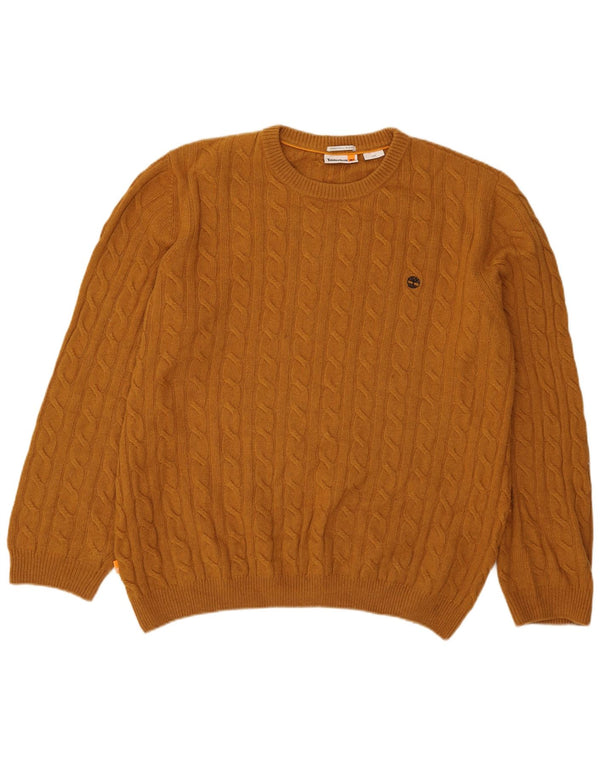 Maglione maglione girocollo da uomo Timberland grande lana marrone