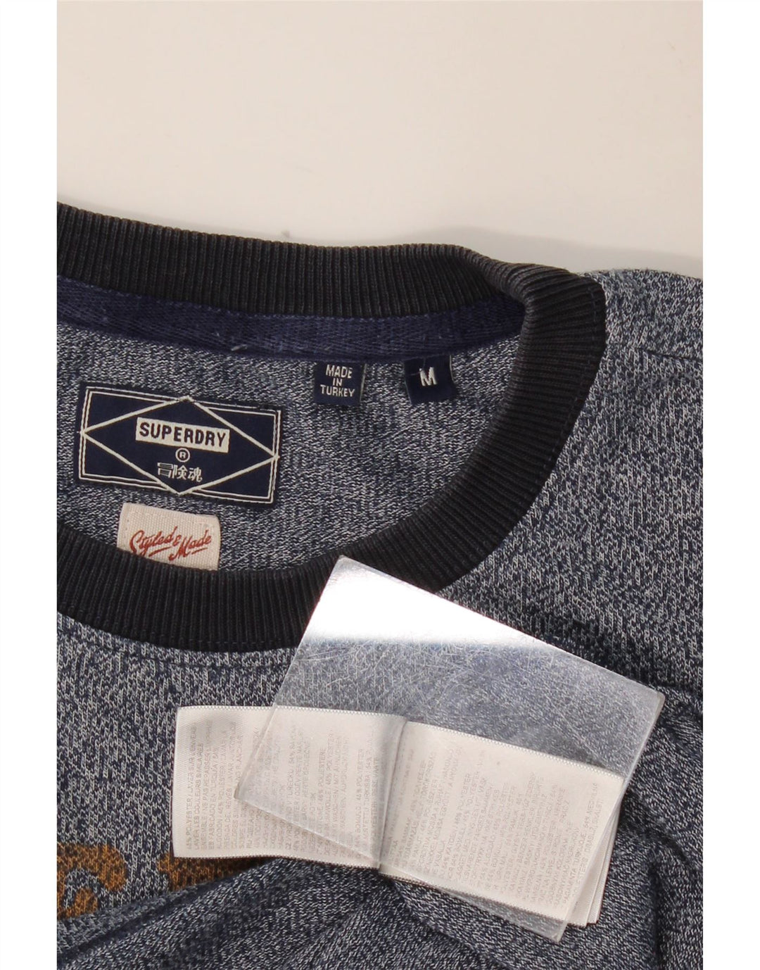 T-shirt grafica da uomo SUPERDRY Top in cotone chiazzato blu navy medio