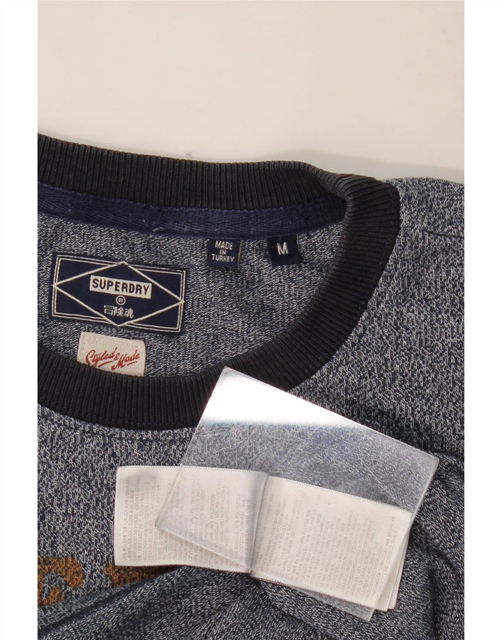 T-shirt grafica da uomo SUPERDRY Top in cotone chiazzato blu navy medio