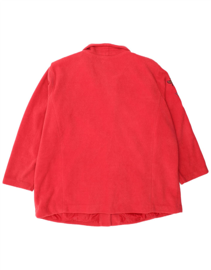 BOB MACKIE Cappotto in pile da donna dal taglio ampio UK 20 2XL Poliestere floreale rosso