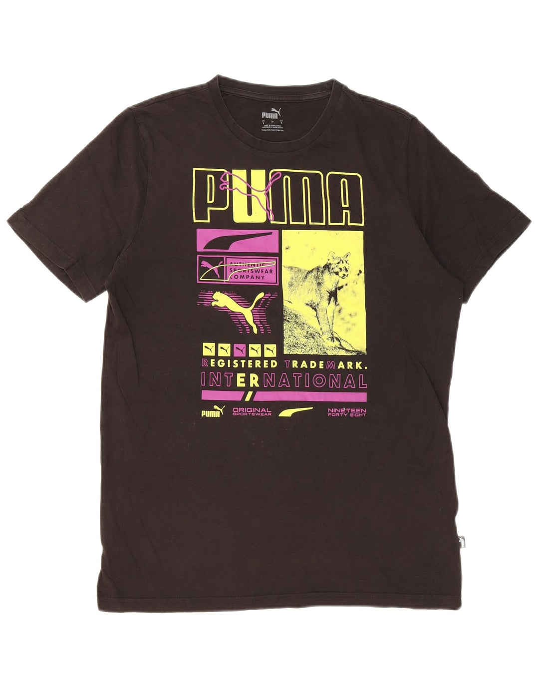 T-shirt grafica da uomo Puma Top Small in cotone nero