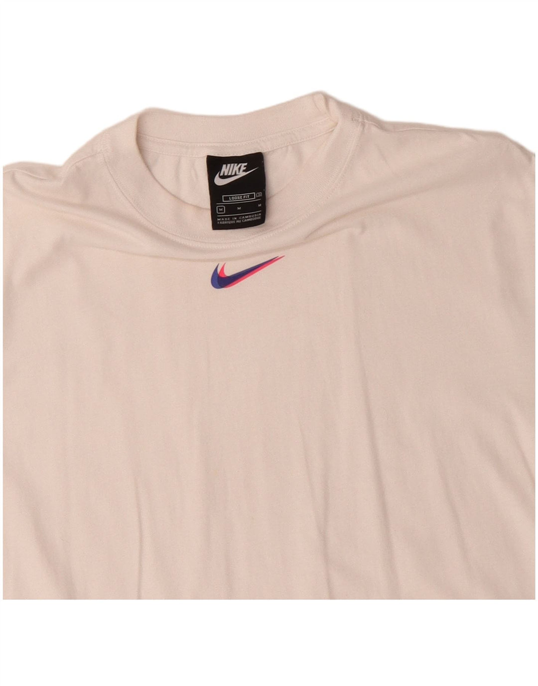 T-shirt da donna vestibilità ampia NIKE Top UK 14 cotone bianco medio