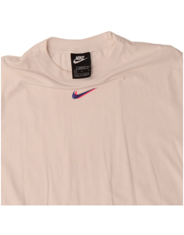 T-shirt da donna vestibilità ampia NIKE Top UK 14 cotone bianco medio