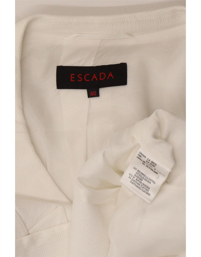 ESCADA Womens 5 Button Blazer Jacket EU 40 Medium White Cotton Vintage Escada and Second-Hand Escada from Messina Hembry 