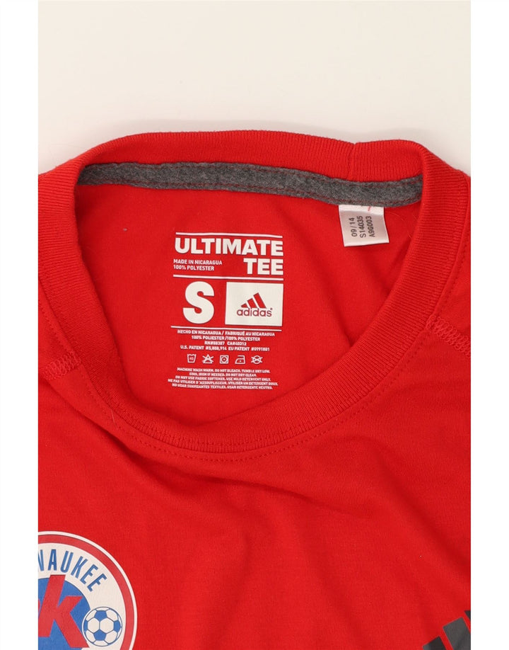 ADIDAS Mens Climalite Graphic T-Shirt Top Small Red Polyester Vintage Adidas and Second-Hand Adidas from Messina Hembry 