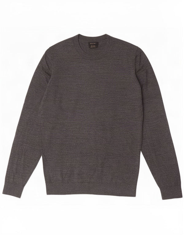 Maglione da uomo girocollo Massimo Dutti in lana merino grigio medio