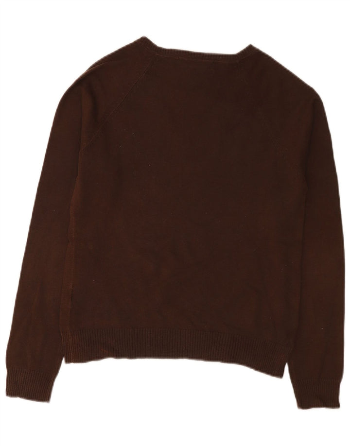 Maglione da donna con scollo a V Zara UK 12 Cotone marrone medio