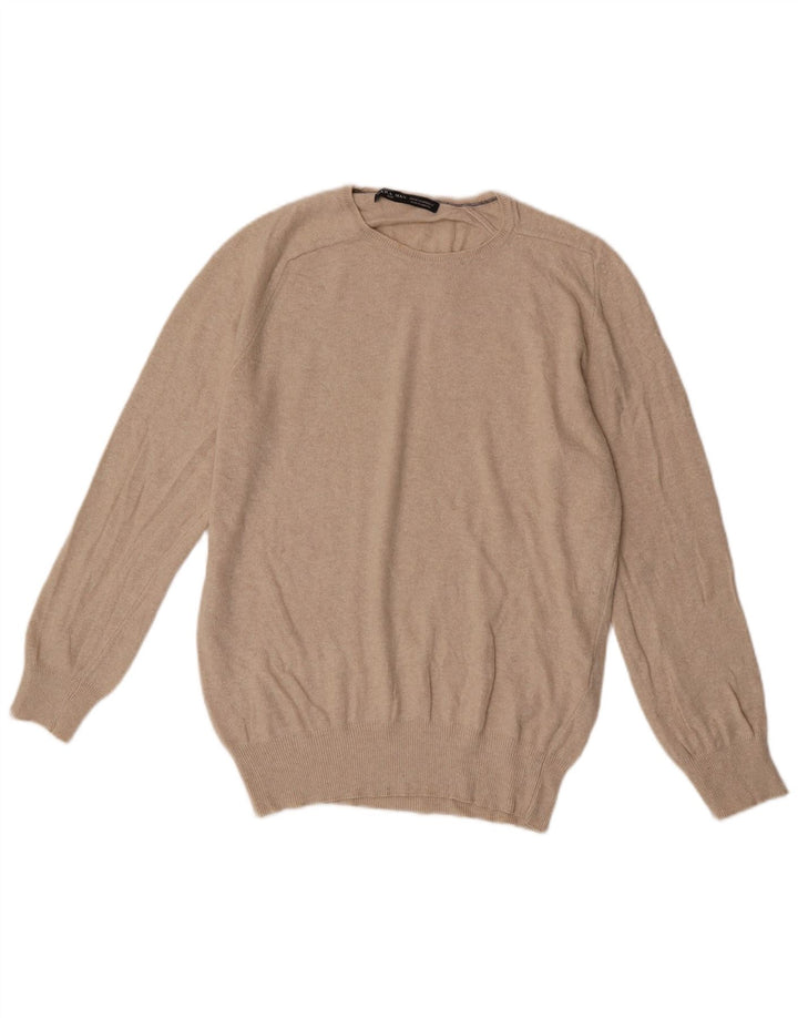 Maglione Zara da uomo girocollo in viscosa beige medio