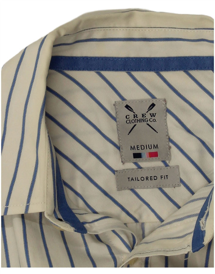 Crew Clothing Camicia da uomo su misura in cotone a righe bianche medie