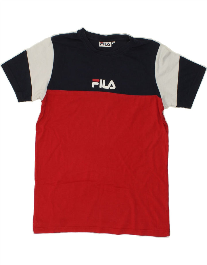FILA Boys Graphic T-Shirt Top 13-14 Years Red Colourblock Vintage Fila and Second-Hand Fila from Messina Hembry 