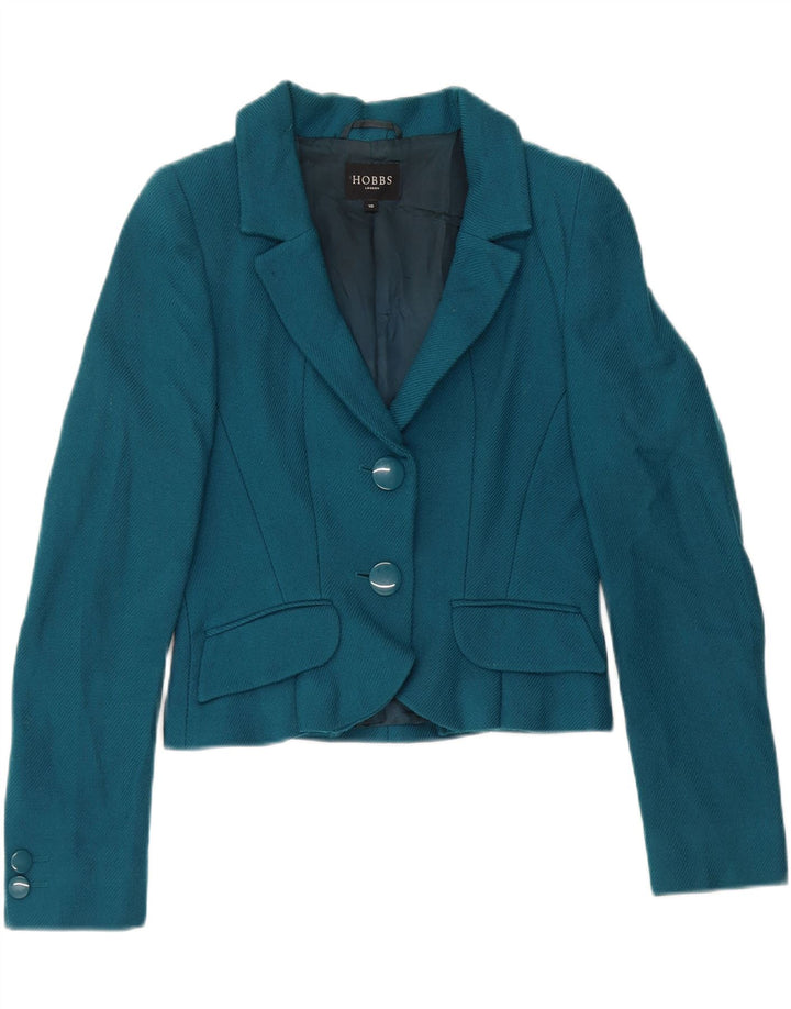Giacca blazer a 2 bottoni corta da donna Hobbs UK 10 piccola lana blu