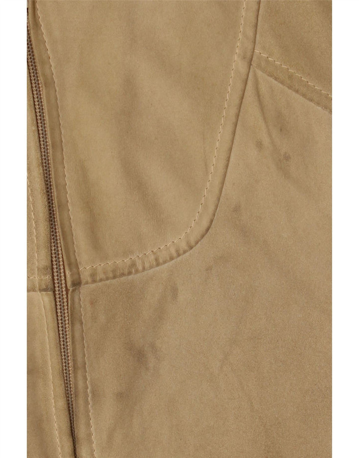 Giubbotto bomber in pelle scamosciata vintage da uomo UK 38 Beige medio