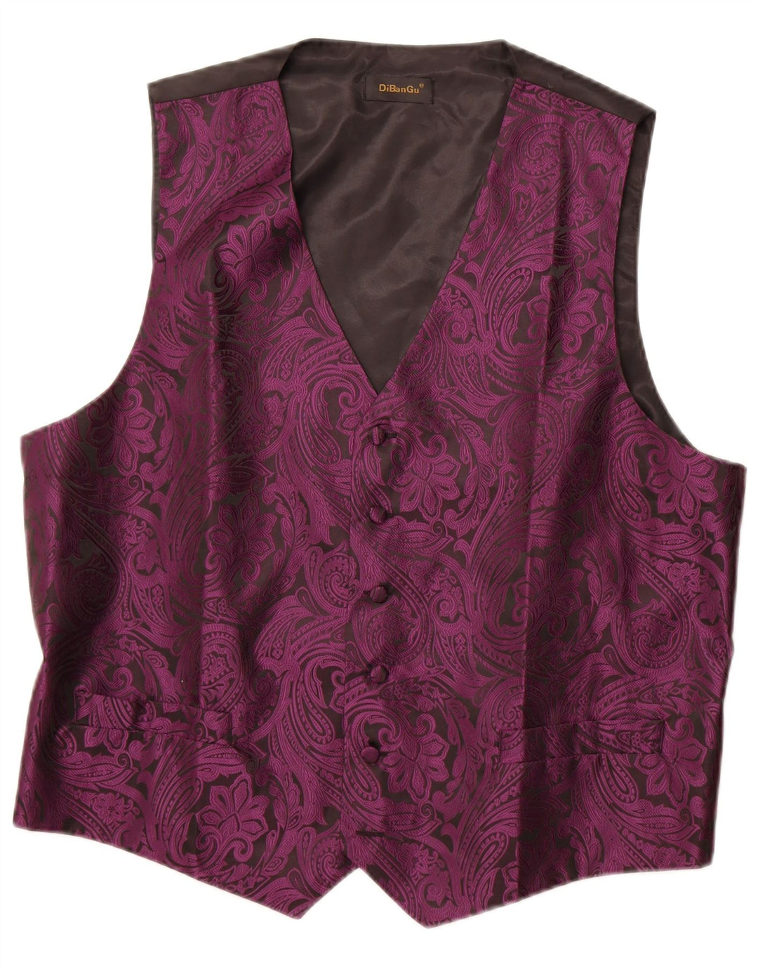 Gilet vintage da uomo 2XL poliestere Paisley viola