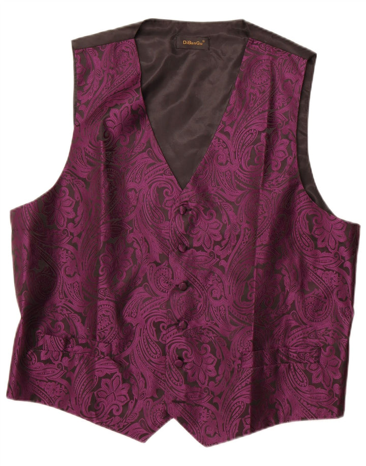 Gilet vintage da uomo 2XL poliestere Paisley viola