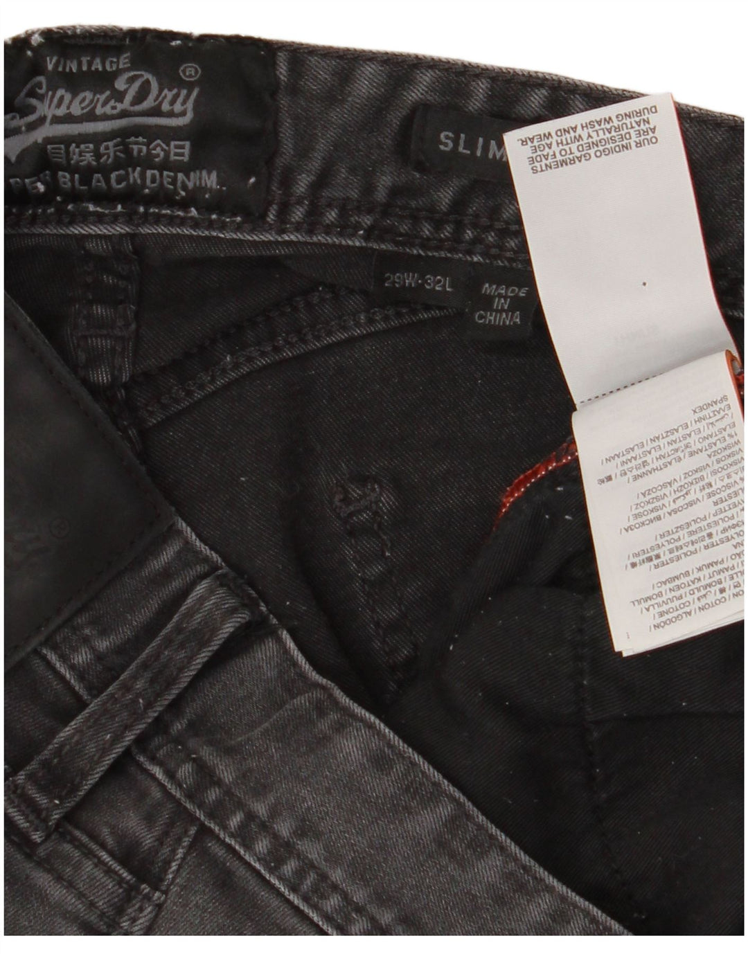 Jeans slim da uomo Superdry W29 L32 cotone grigio