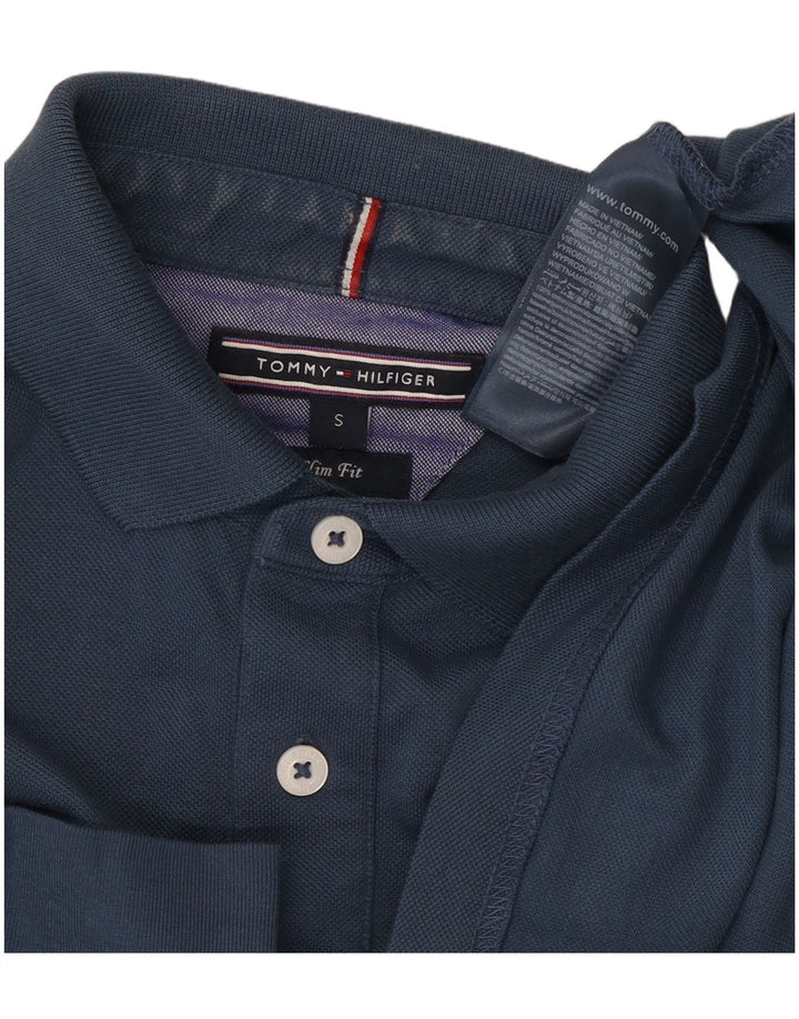 TOMMY HILFIGER Polo da uomo a maniche lunghe slim fit piccola in cotone blu navy