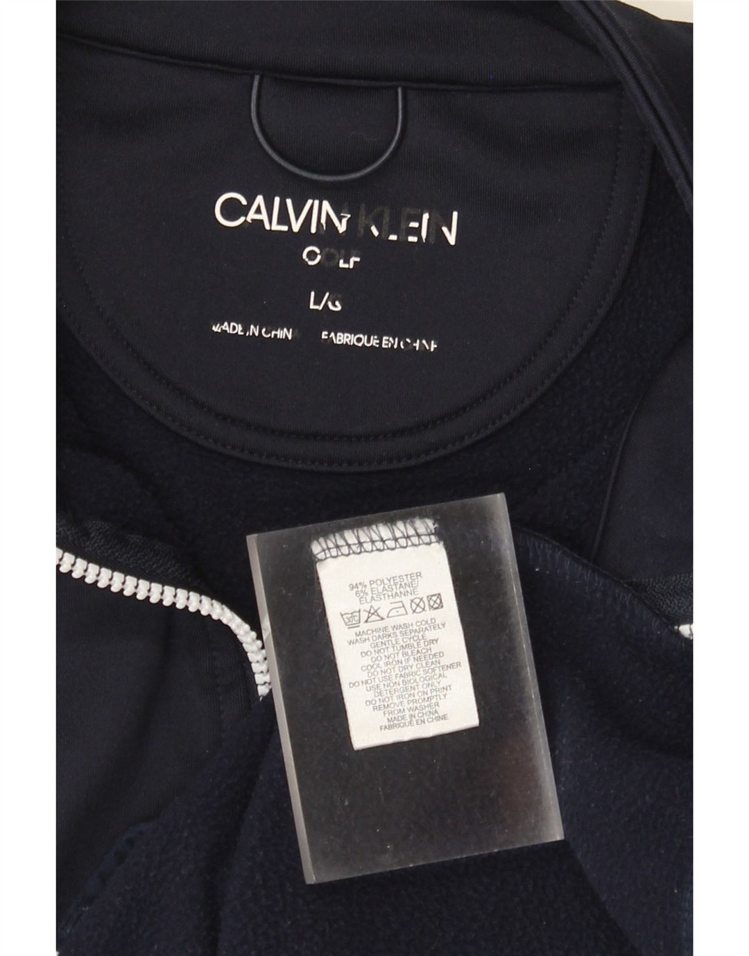 Giacca da tuta da uomo Calvin Klein grande in poliestere a righe blu navy